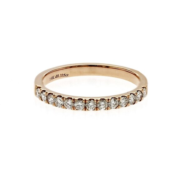 0.33 CT Natural Diamond 14K Rose Gold Wedding Band Ring Size 6 - Picture 1 of 5